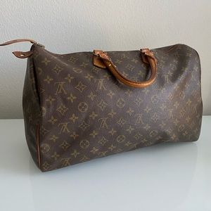 Authentic Speedy 40 Monogram Coated Canvas & Vachetta Leather Satchel